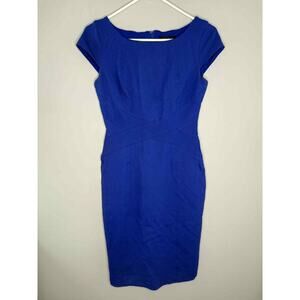 White House Black Market Cap Sleeve Knee Length Sheath Dress Royal Blue Womens 0